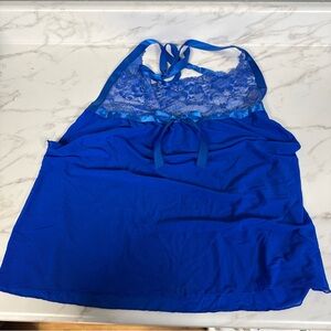 Blue Lace Halter Lingerie Chemise Babydoll Nightwear M/L Cam Fantasy Festival